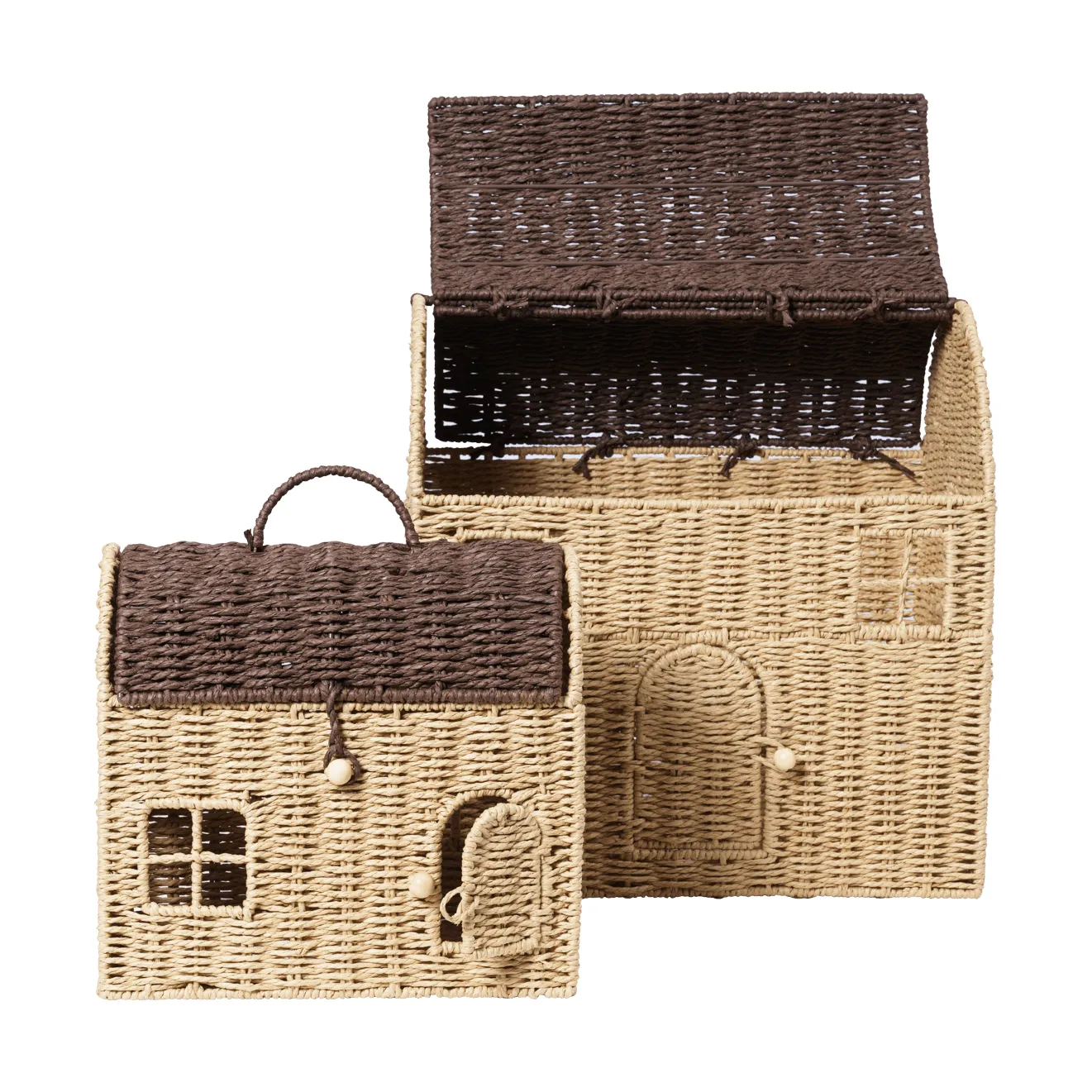 Casu cestos de arrumação em forma de casa, 2 peças, Natural-castanho escuro Ferm Living