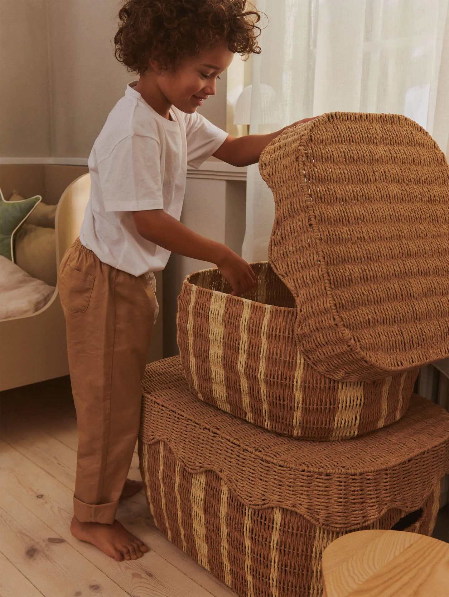 Cesto de arrumação Rivan 2 peças, Natural-off-white Ferm Living