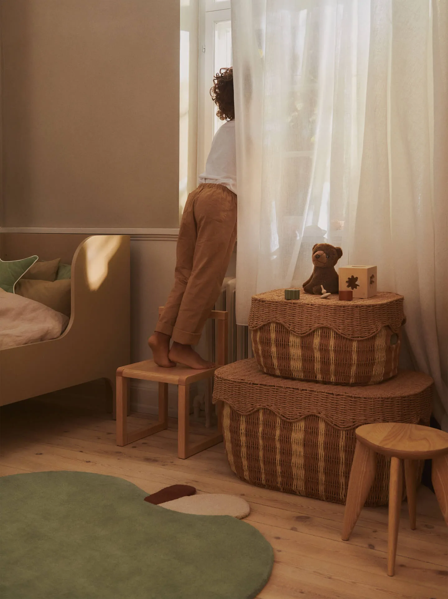 Cesto de arrumação Rivan 2 peças, Natural-off-white Ferm Living