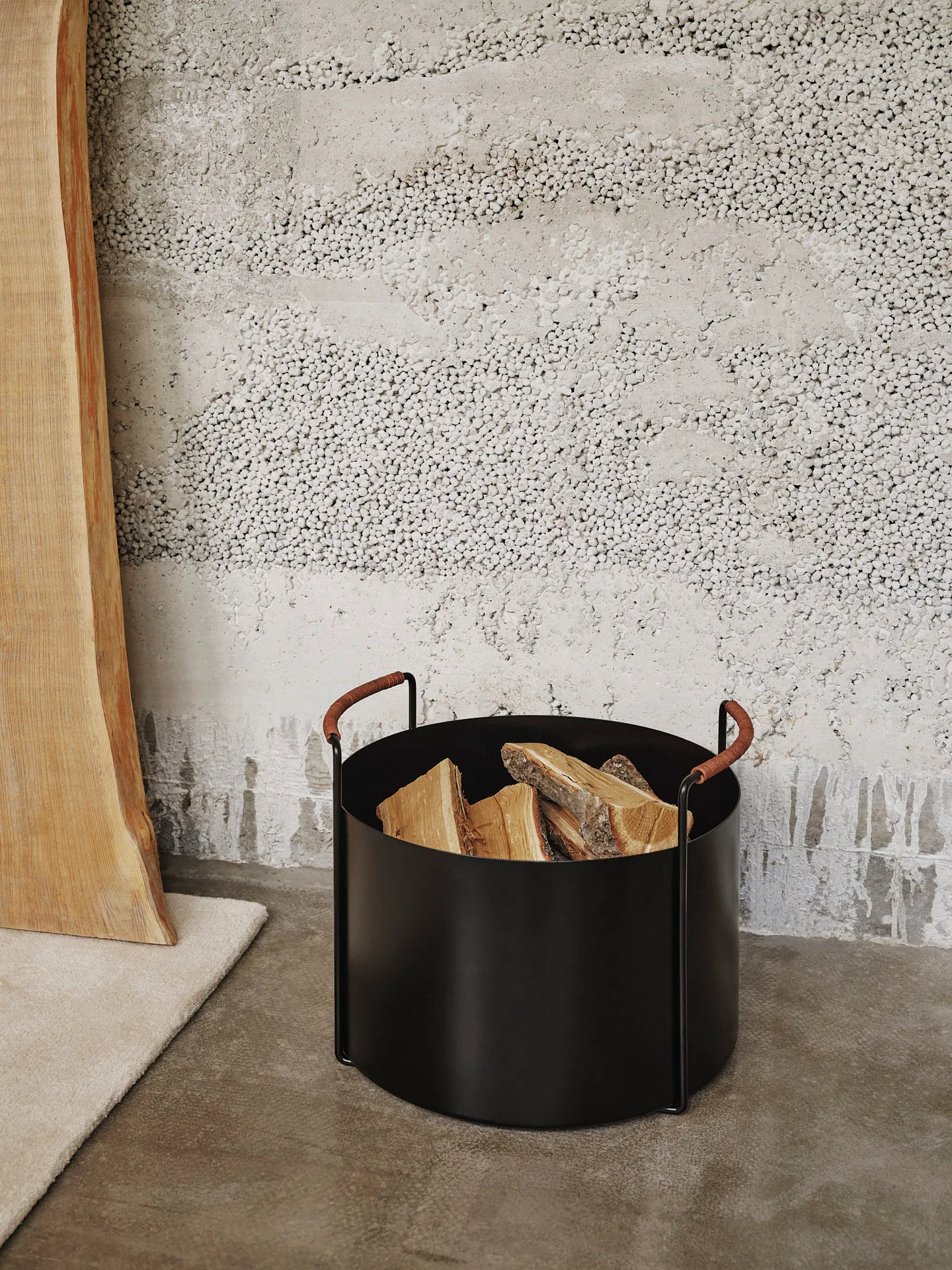 Cesto de madeira Port, 42x40x32,4 cm, Black Ferm Living