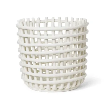 Cesto revestido a cerâmica Ø35 cm - Off white - Ferm Living
