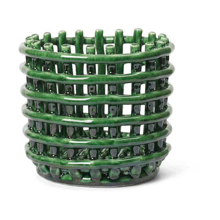 Cesto trançado Ceramic Ø16 cm - Emerald Green - Ferm Living