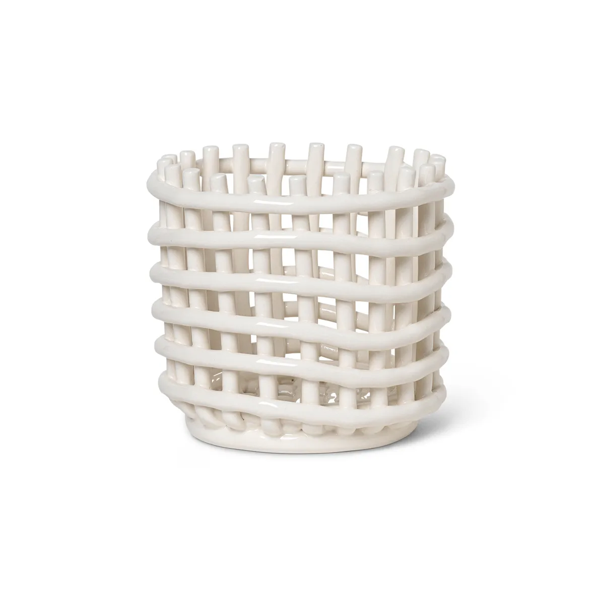 Cesto trançado Ceramic Ø16 cm, off white Ferm Living