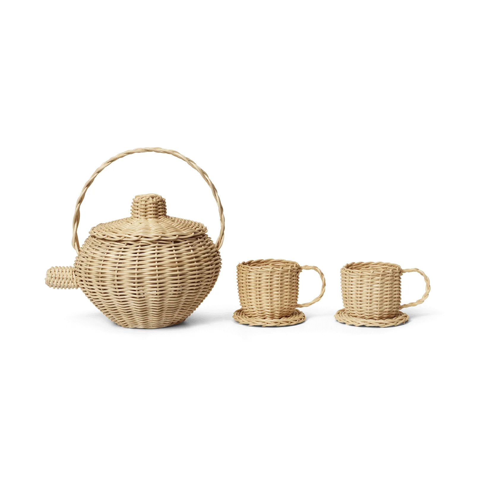 Conjunto Chá Rattan 3 peças, Natural Ferm Living