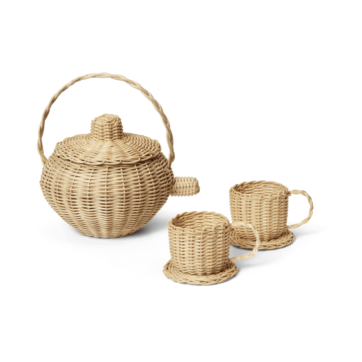 Conjunto Chá Rattan 3 peças, Natural Ferm Living