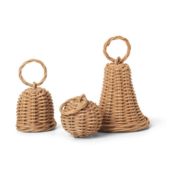 Decoração para árvore Braided Bell Baubles 3 unidades - Natural - Ferm Living