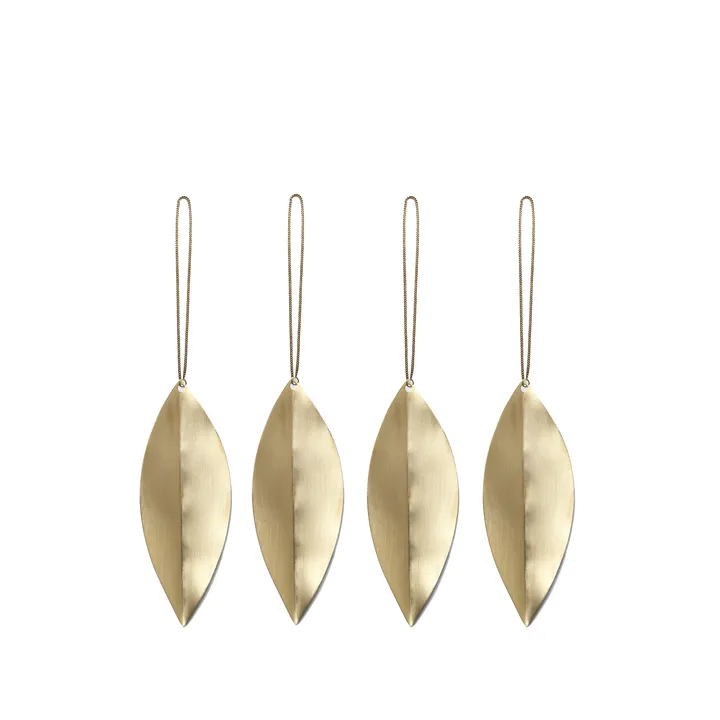 Enfeites de Natal Leaf - Brass, 4 un. - Ferm Living