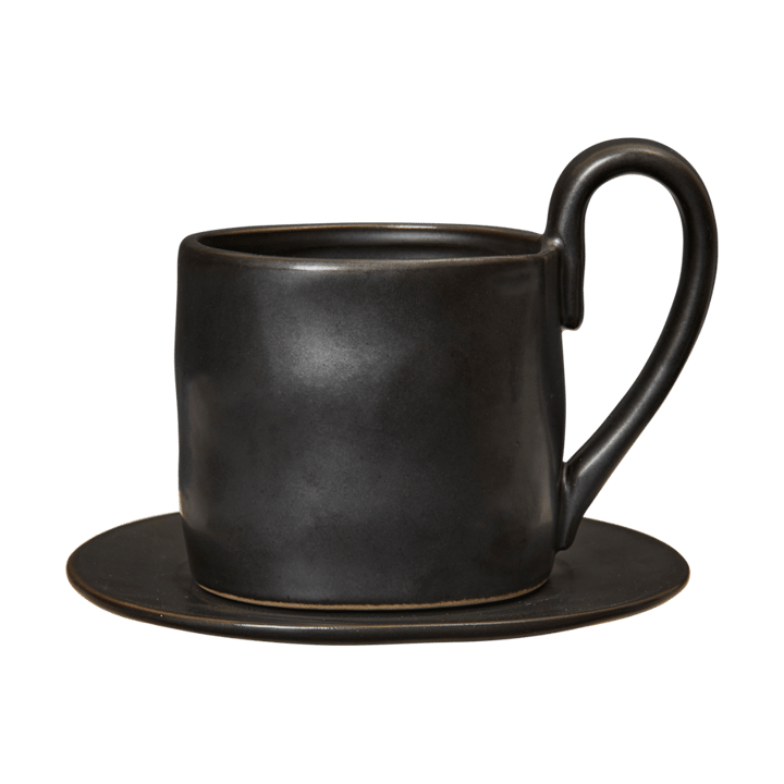 Flow caneca com pires 25 cl - Black - Ferm Living