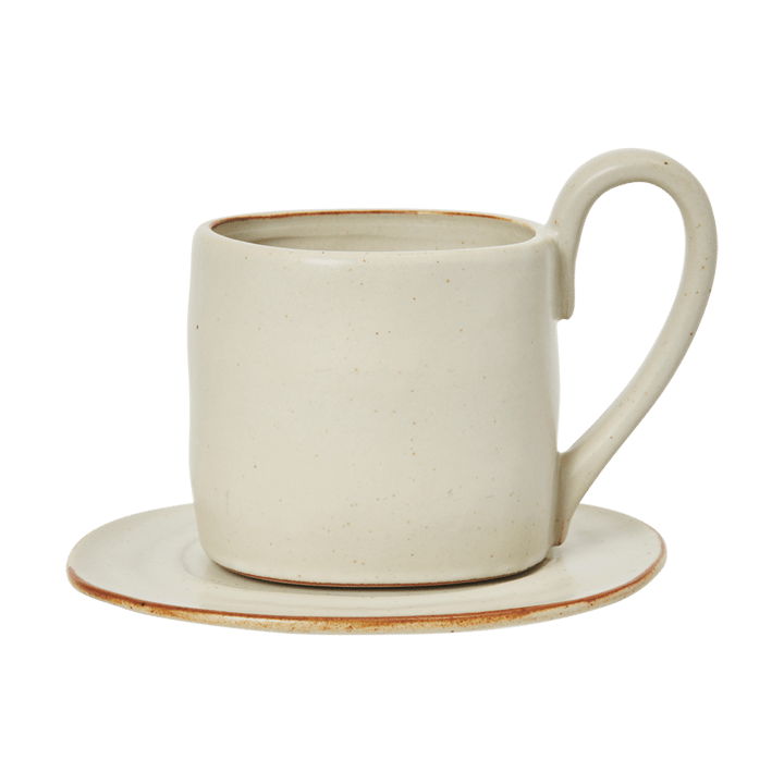 Flow caneca com pires 25 cl - Off-white speckle - Ferm Living
