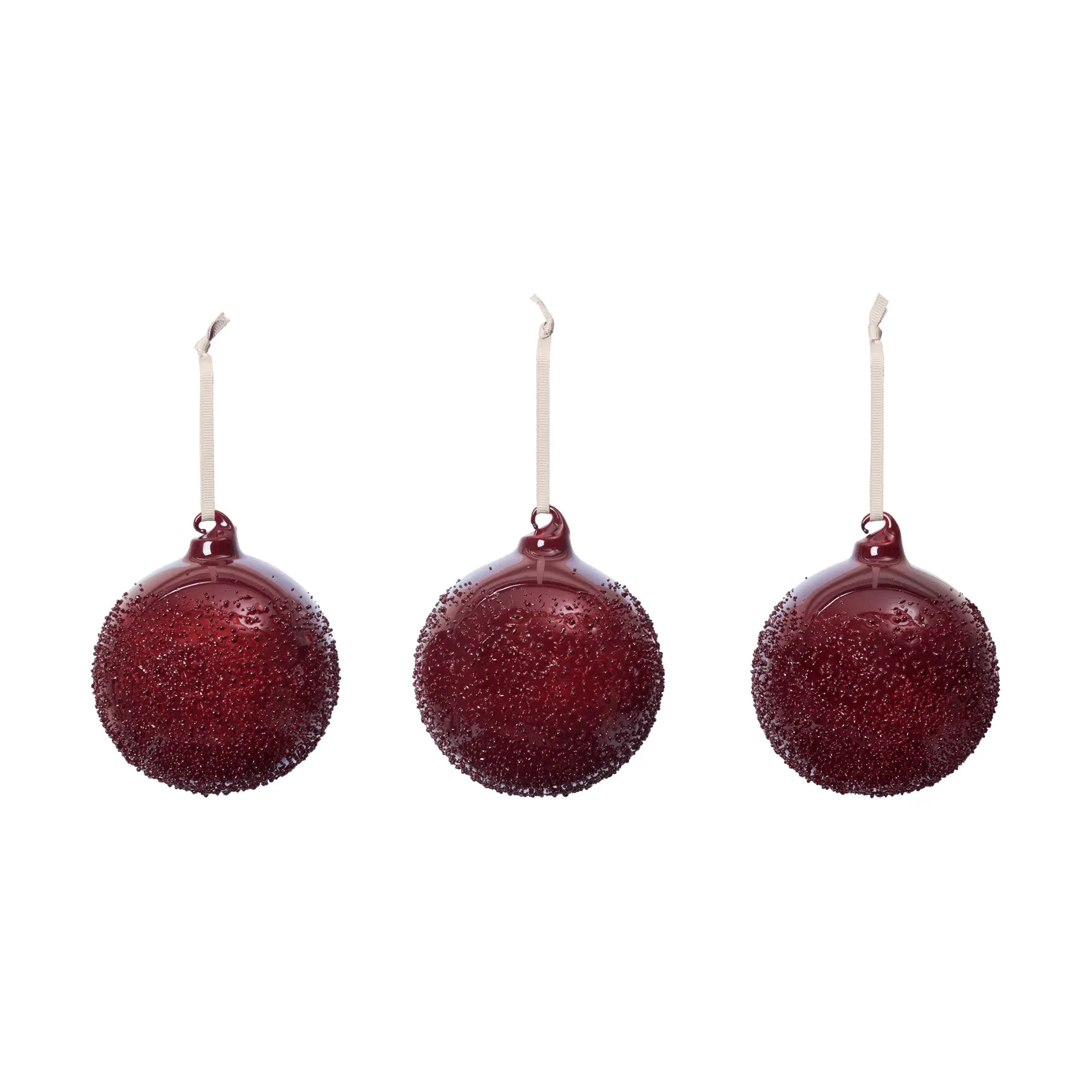Flurry bolas de Natal 3-pack, L, Picante Red Ferm Living