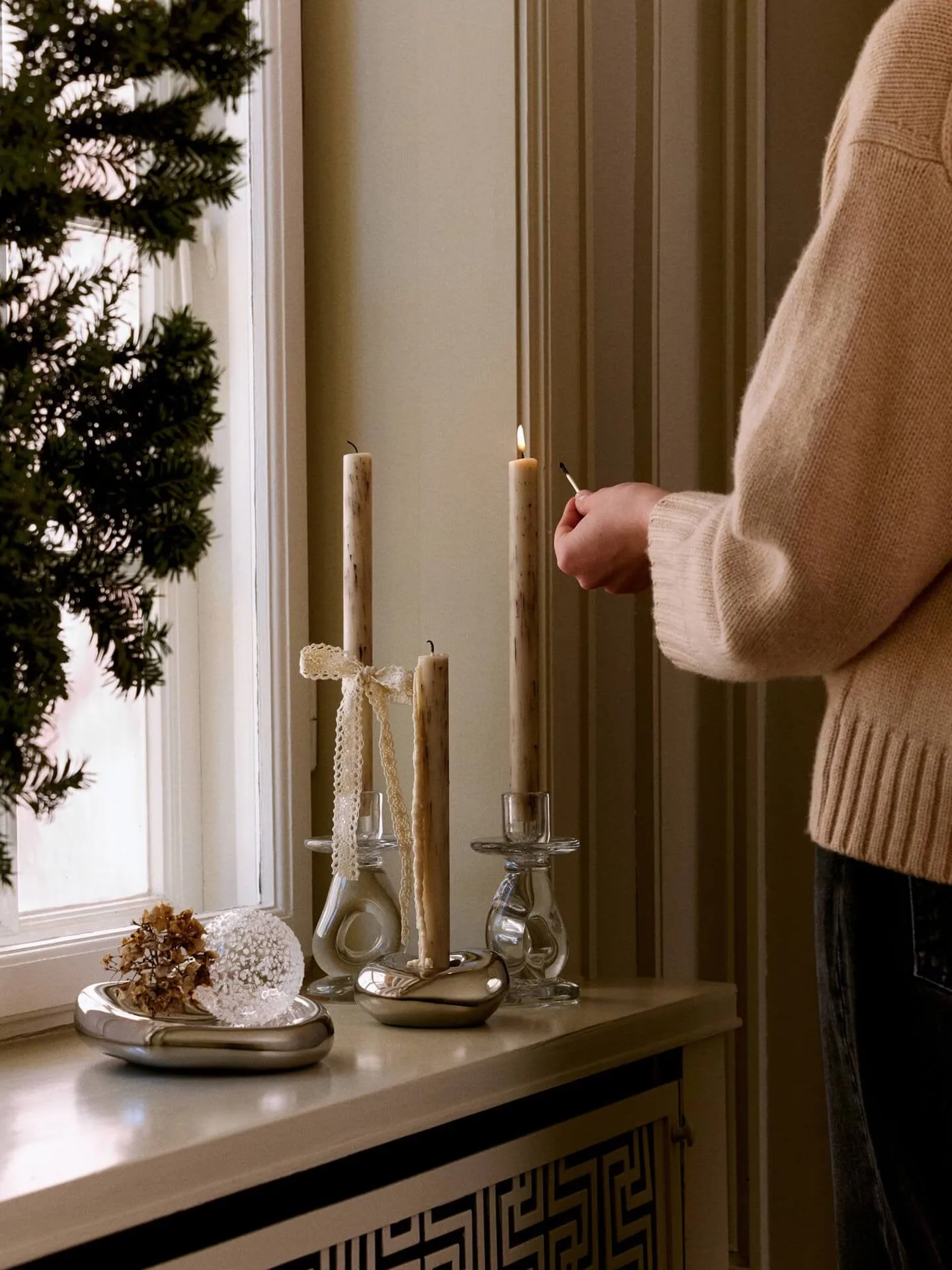 Flurry bolas de Natal 3-pack, L, White Ferm Living