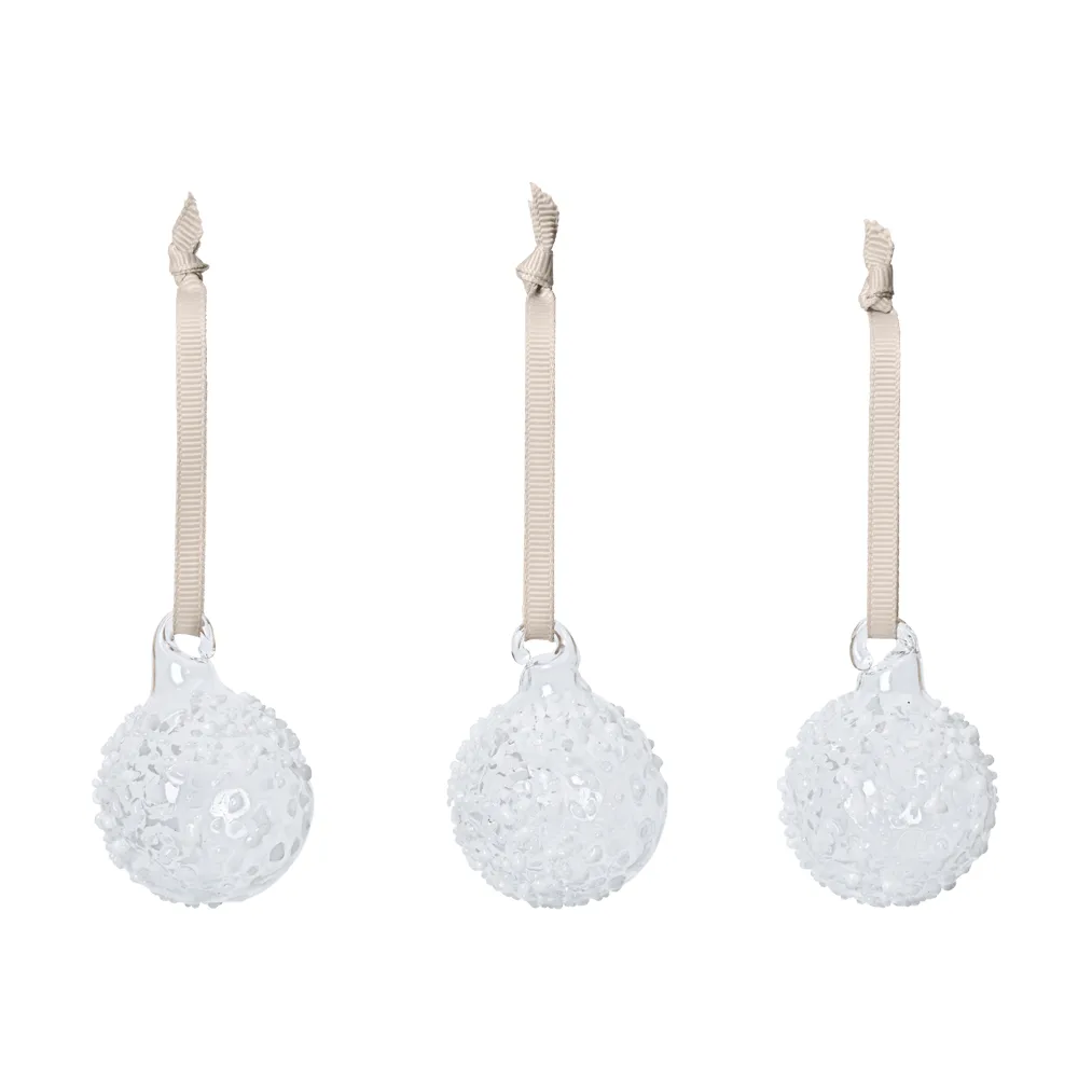 Flurry bolas de Natal 3-pack, S, White Ferm Living