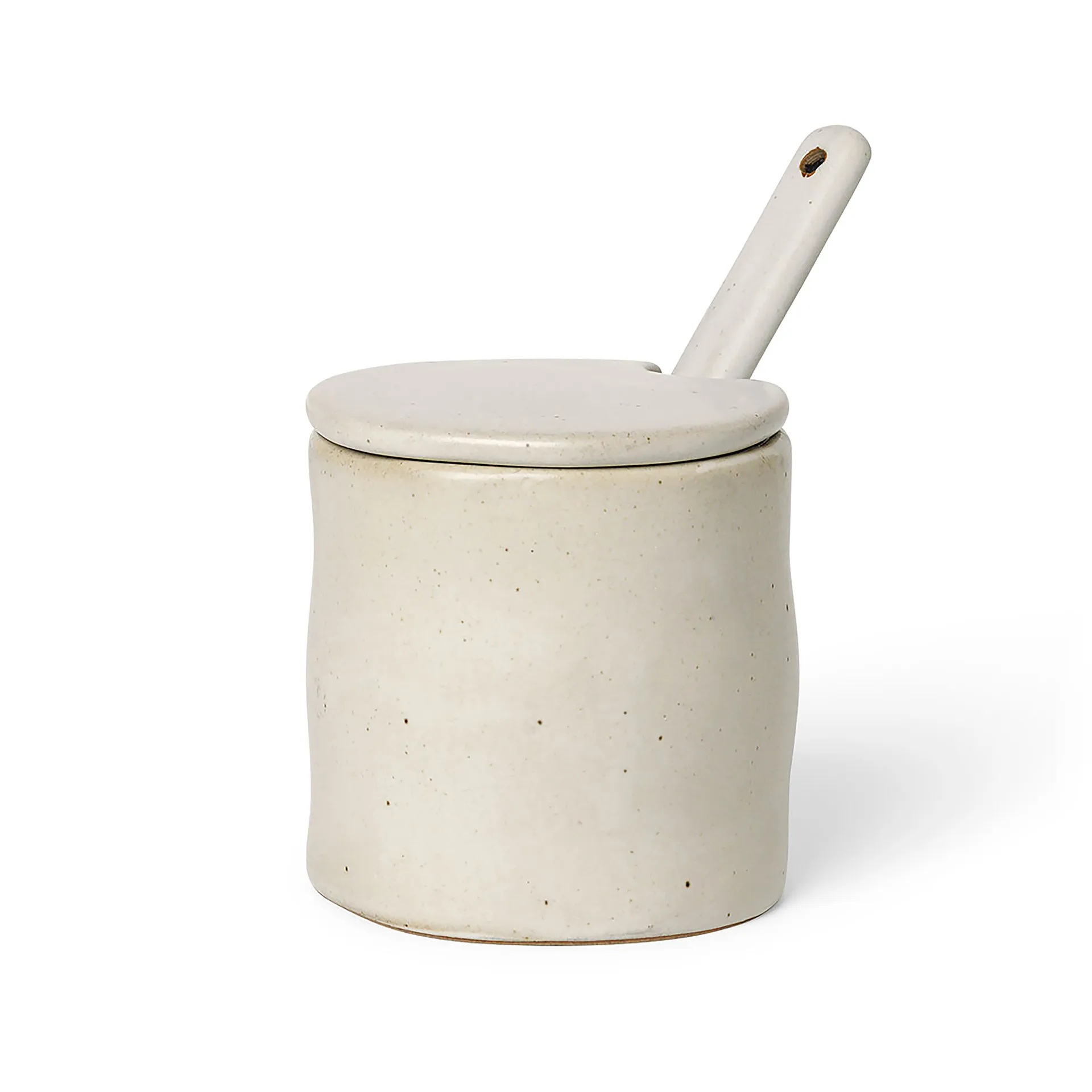 Frasco de geleia com colher Flow, Off-white speckle Ferm Living