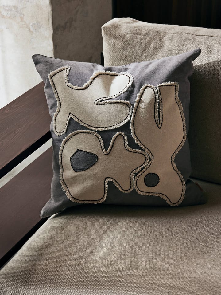 Fronha Figure 50x50 cm, Cinza Azulado-I-Branco Off Ferm Living