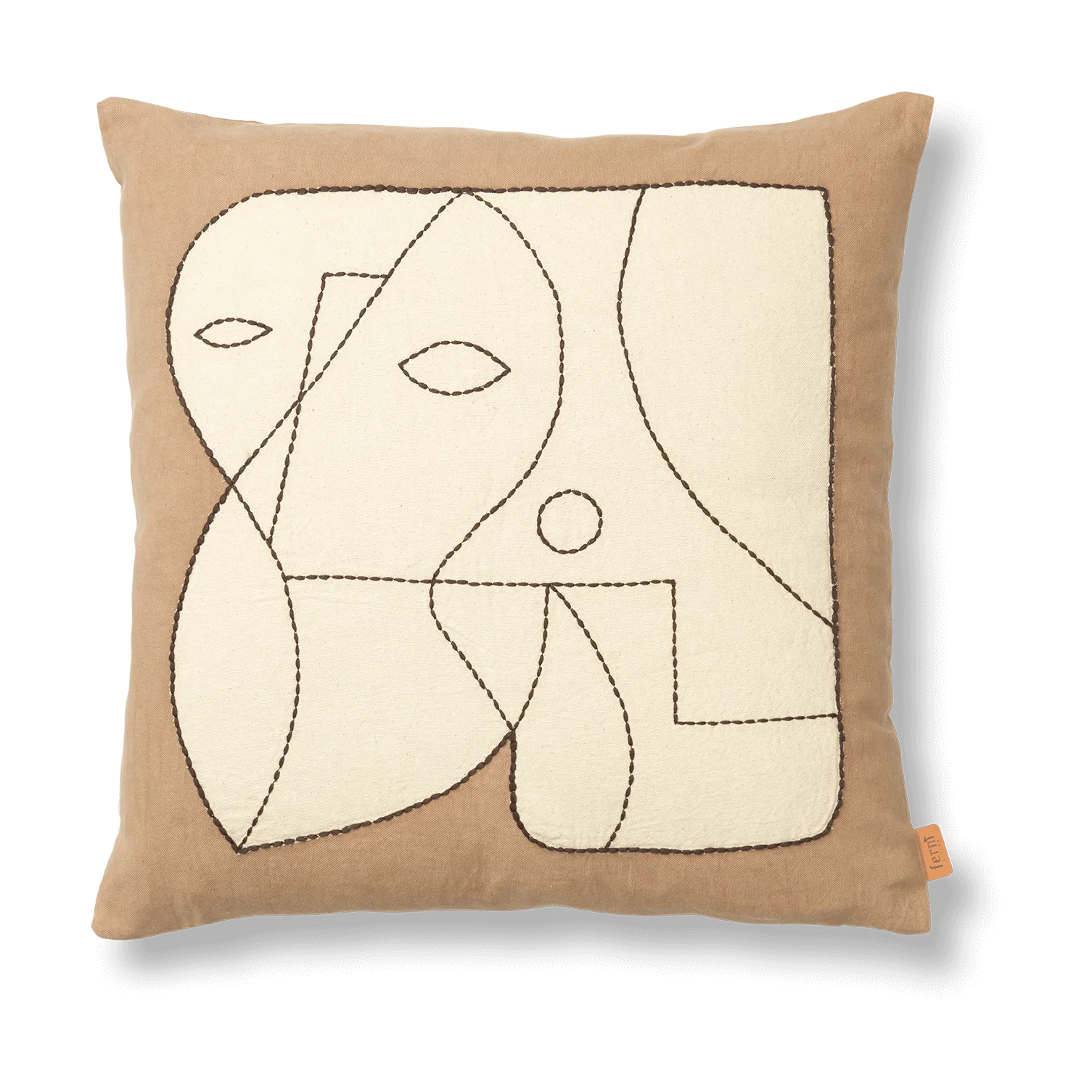 Fronha Figure 50x50 cm, Taupe escuro-branco sujo Ferm Living