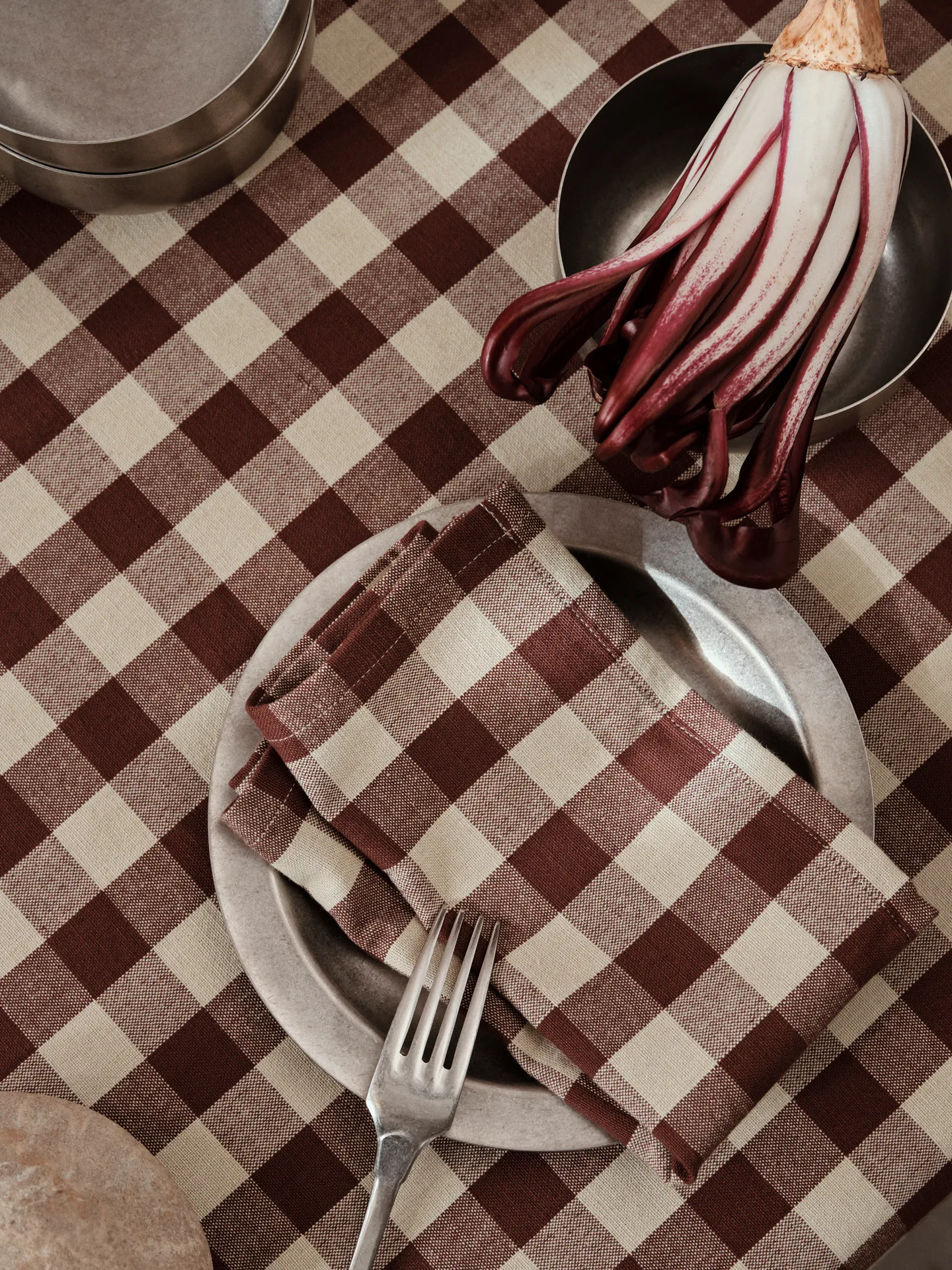 Guardanapos de algodão Bothy Check 40x40 cm 4 un., Cinnamon-grey green Ferm Living