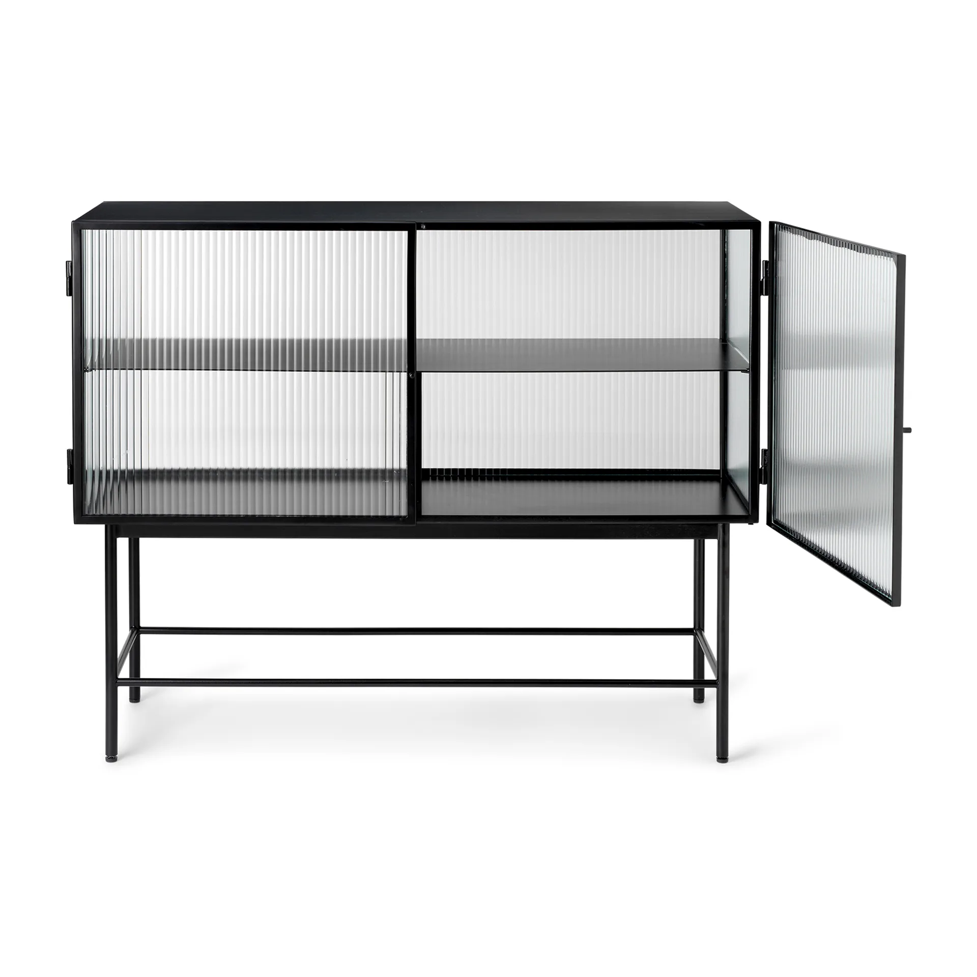 Haze mesa de apoio, Preto - vidro ondulado Ferm Living