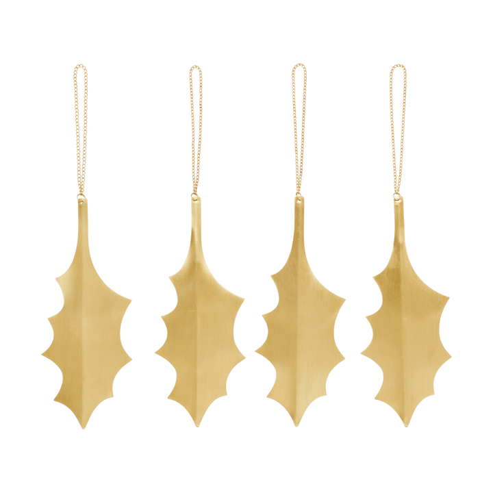 Holly leaf pendente decorativo 13,5 cm 4 unidades - Latão - Ferm Living