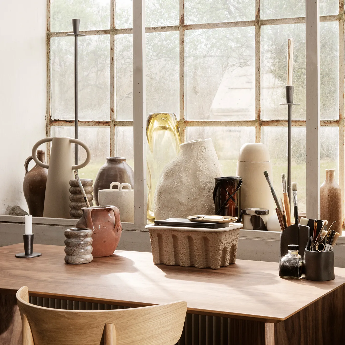 Hoy castiçais -baixo 6.4 cm, Preto Ferm Living