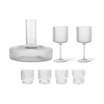 Jarra e copo Ripple 17 peças - Transparente - Ferm Living