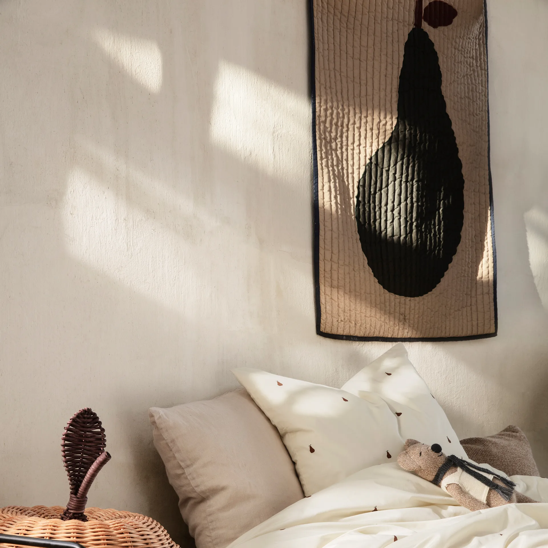 Manta Pear 80x110 cm, Sand-verde escuro Ferm Living