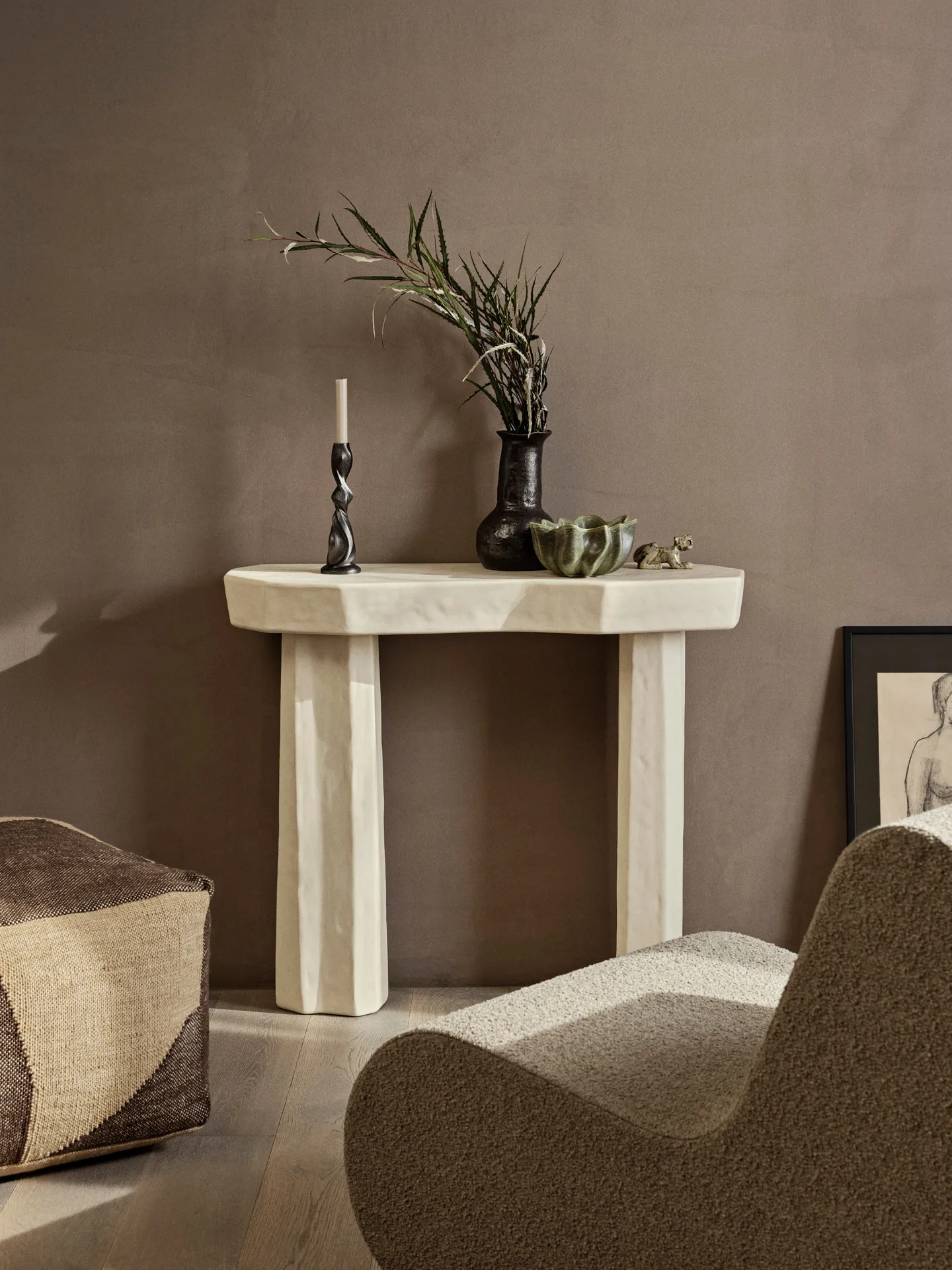 Mesa de apoio Staffa console table 33,4x100,8x85 cm, Ivory Ferm Living