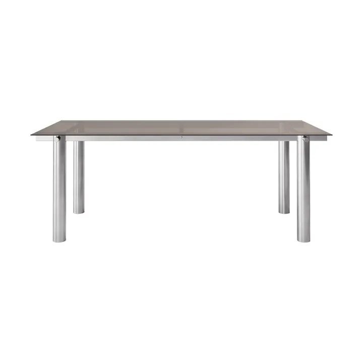 Mesa de jantar Atura - Aço inox escovado/Vidro escuro fumado, 90x200 cm - Ferm Living