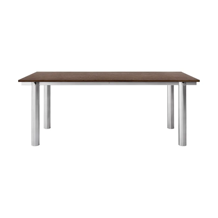 Mesa de jantar Atura - Aço inoxidável escovado-carvalho escurecido, 90x200 cm - Ferm Living