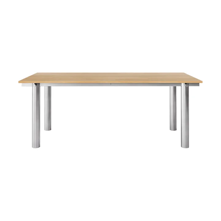 Mesa de jantar Atura - Aço inoxidável escovado-carvalho natural, 90x200 cm - Ferm Living