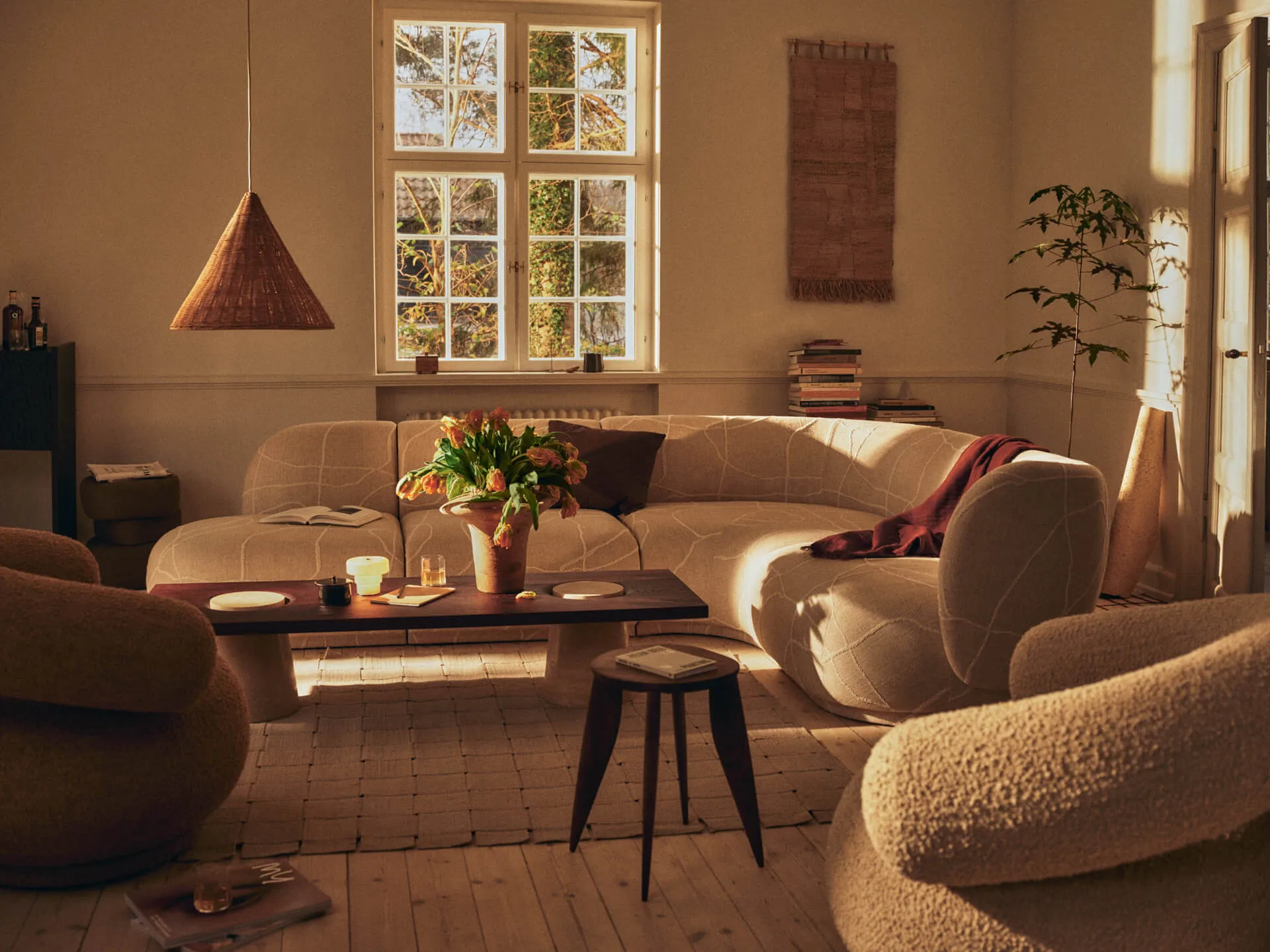 Mesas de centro Grova, Travertino, 155x55x34 m Ferm Living