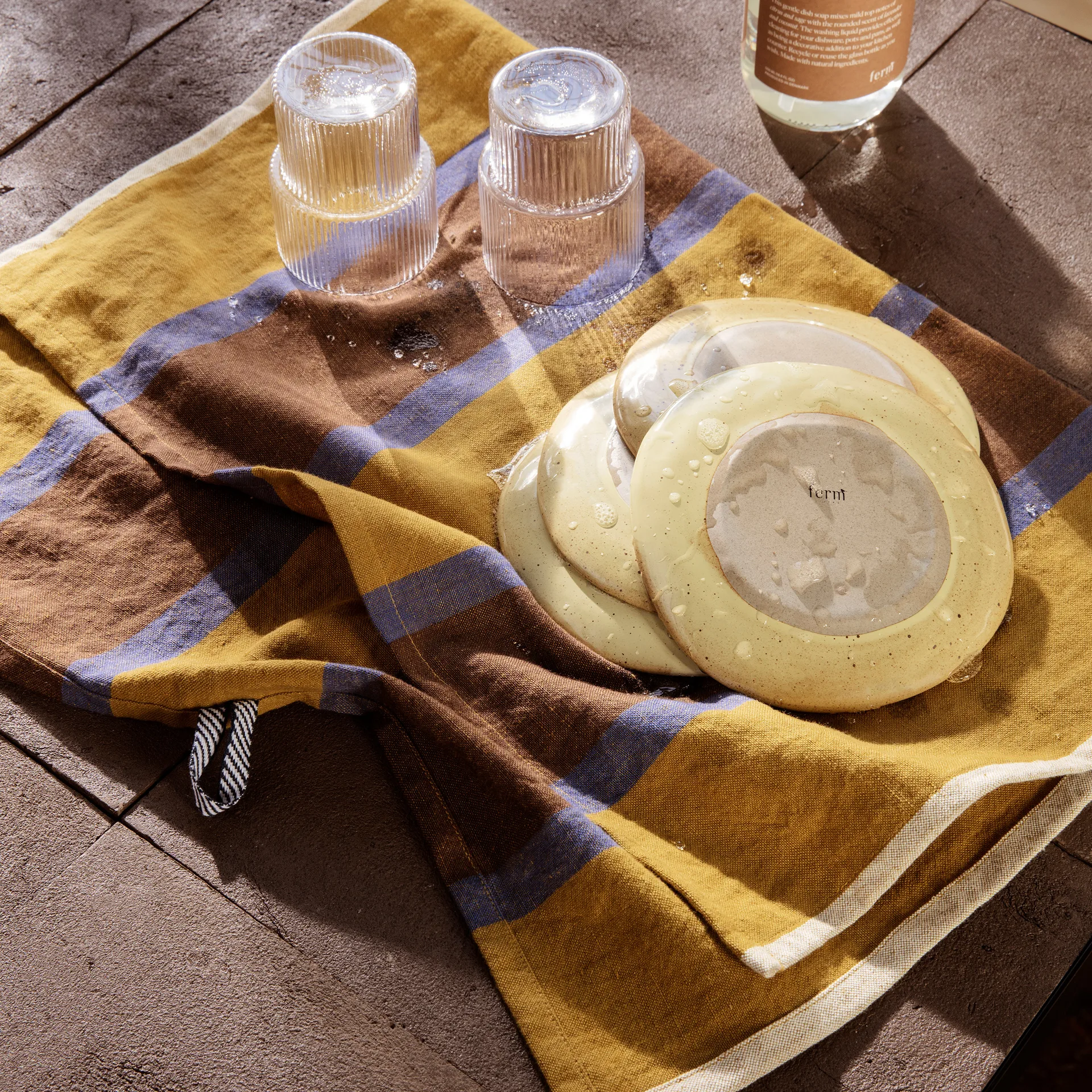 Pano de cozinha Hale 50x70 cm, Lime-bright blue-chocolate Ferm Living