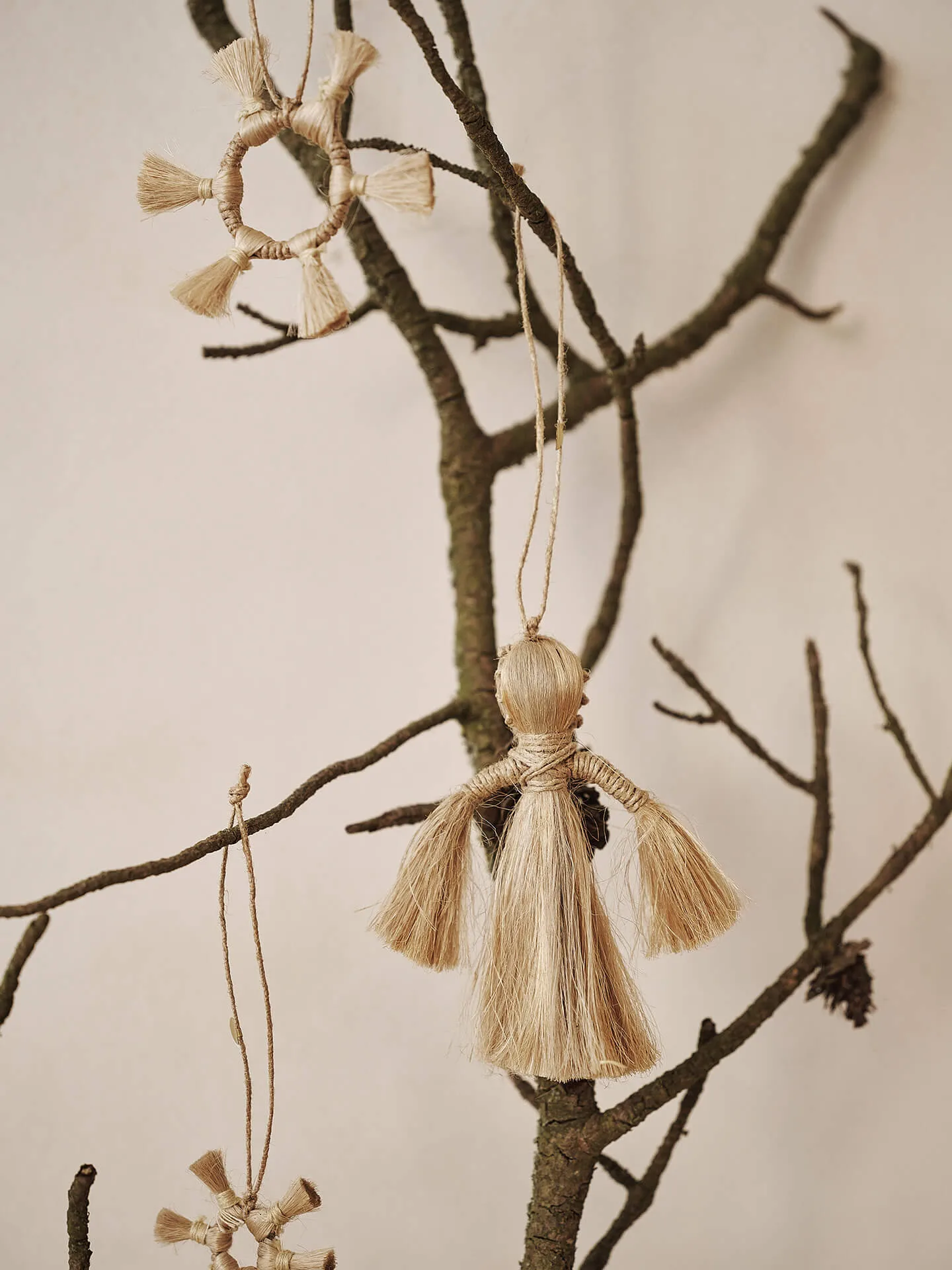 Pingente de natal Ferm Living Jute Stars, 3 un., Natural Ferm Living