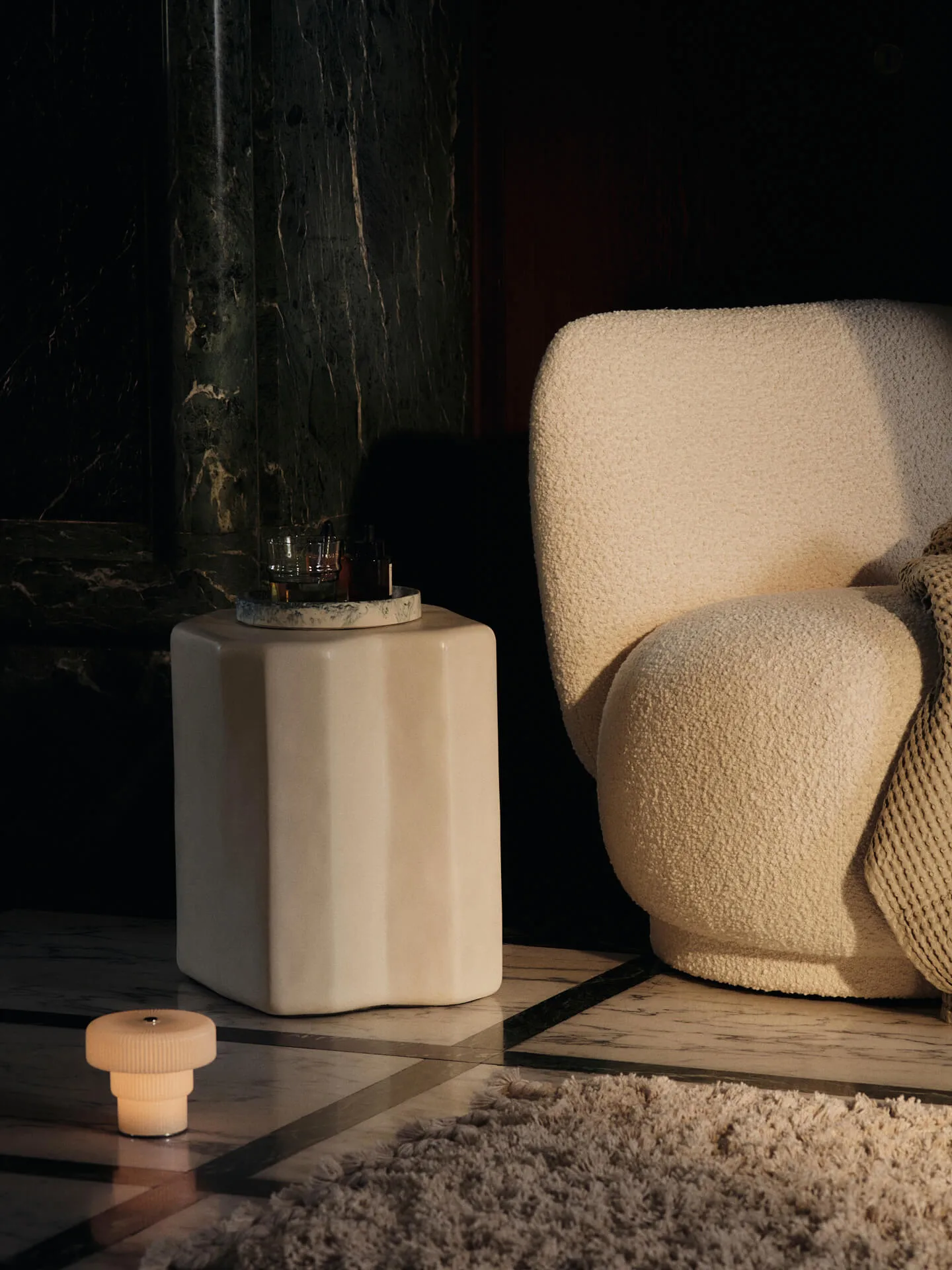 Poltrona Rico lounge chair piccolo, Nordic Bouclé-Off-white Ferm Living