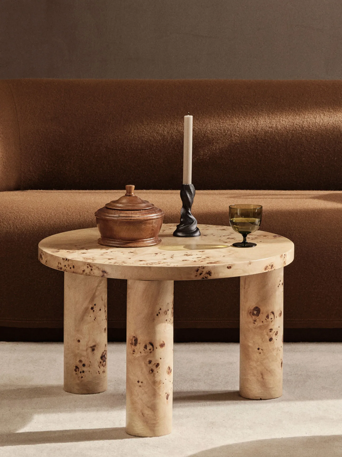 Post mesa de centro pequeno 65 cm, Burl veneer Ferm Living