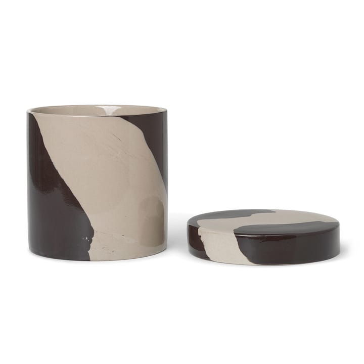 Pote com tampa Inlay Ø14,5 cm, Sand-brown Ferm Living