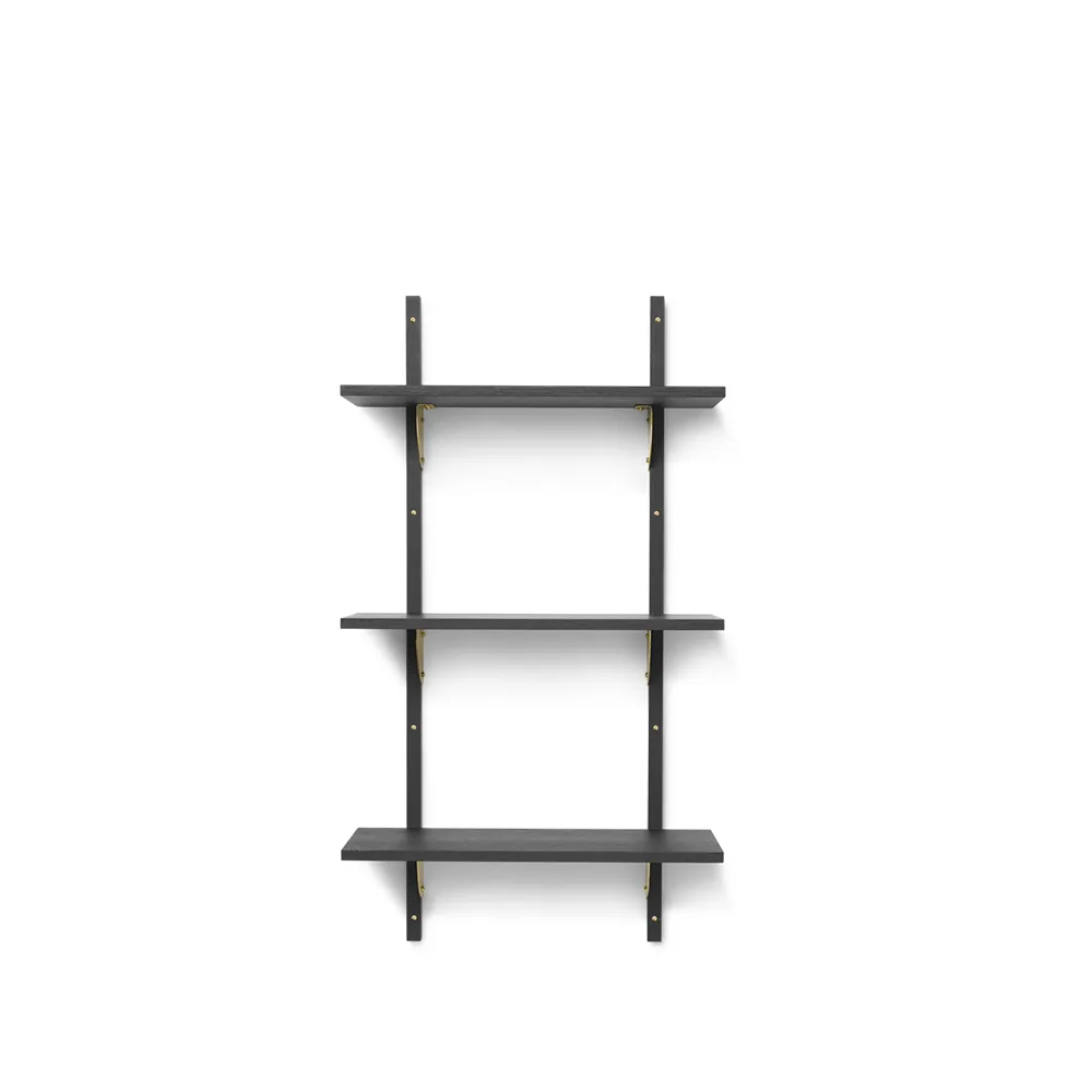 Prateleira Sector triple narrow, Cinza escuro manchado, s/l, latão Ferm Living