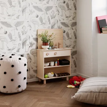 Pufe Dot Ø39 cm - preto-areia - Ferm Living