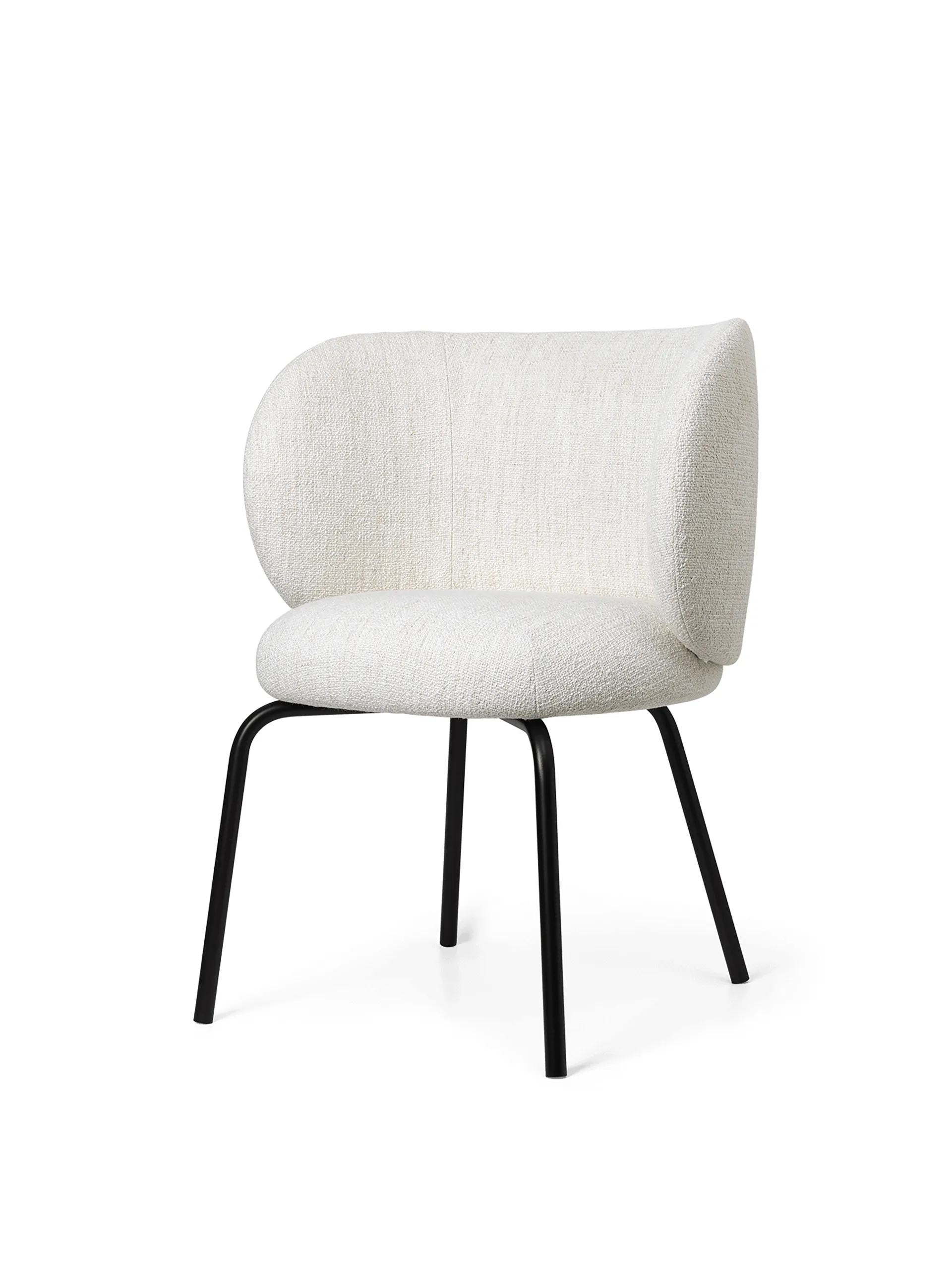 Rico cadeira de jantar- bouclé, Off-white-preto Ferm Living