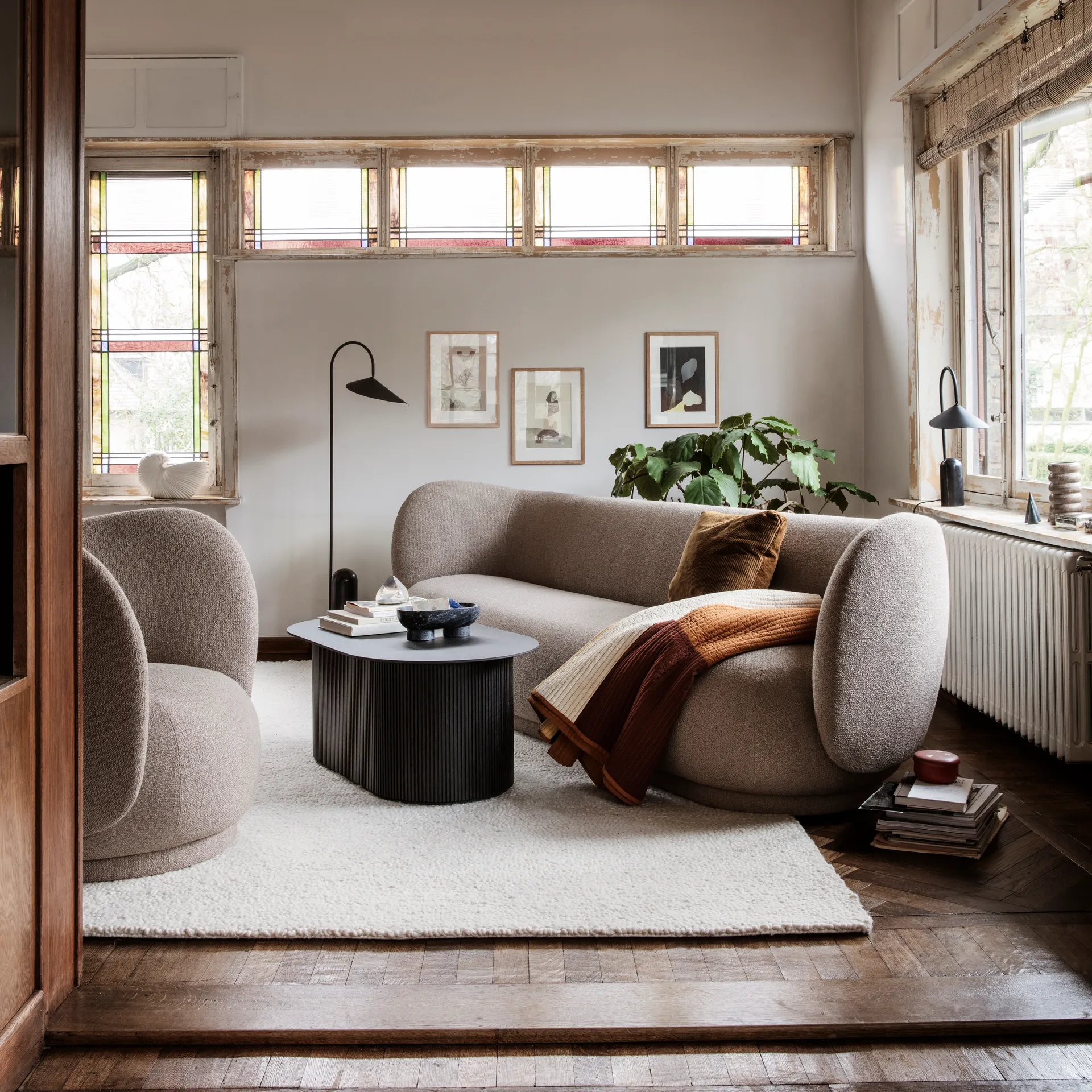 Rico cadeira lounge bouclé, Sand Ferm Living