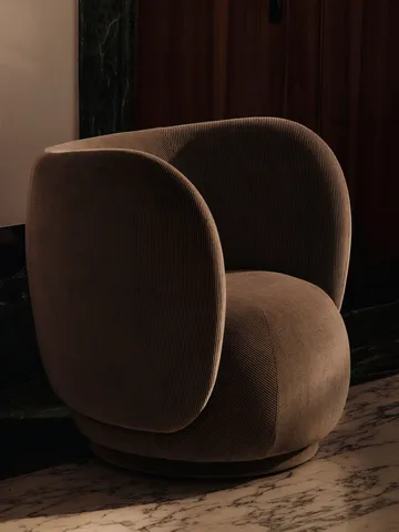 Rico poltrona lounge - Devoré velvet-Flint grey - Ferm Living