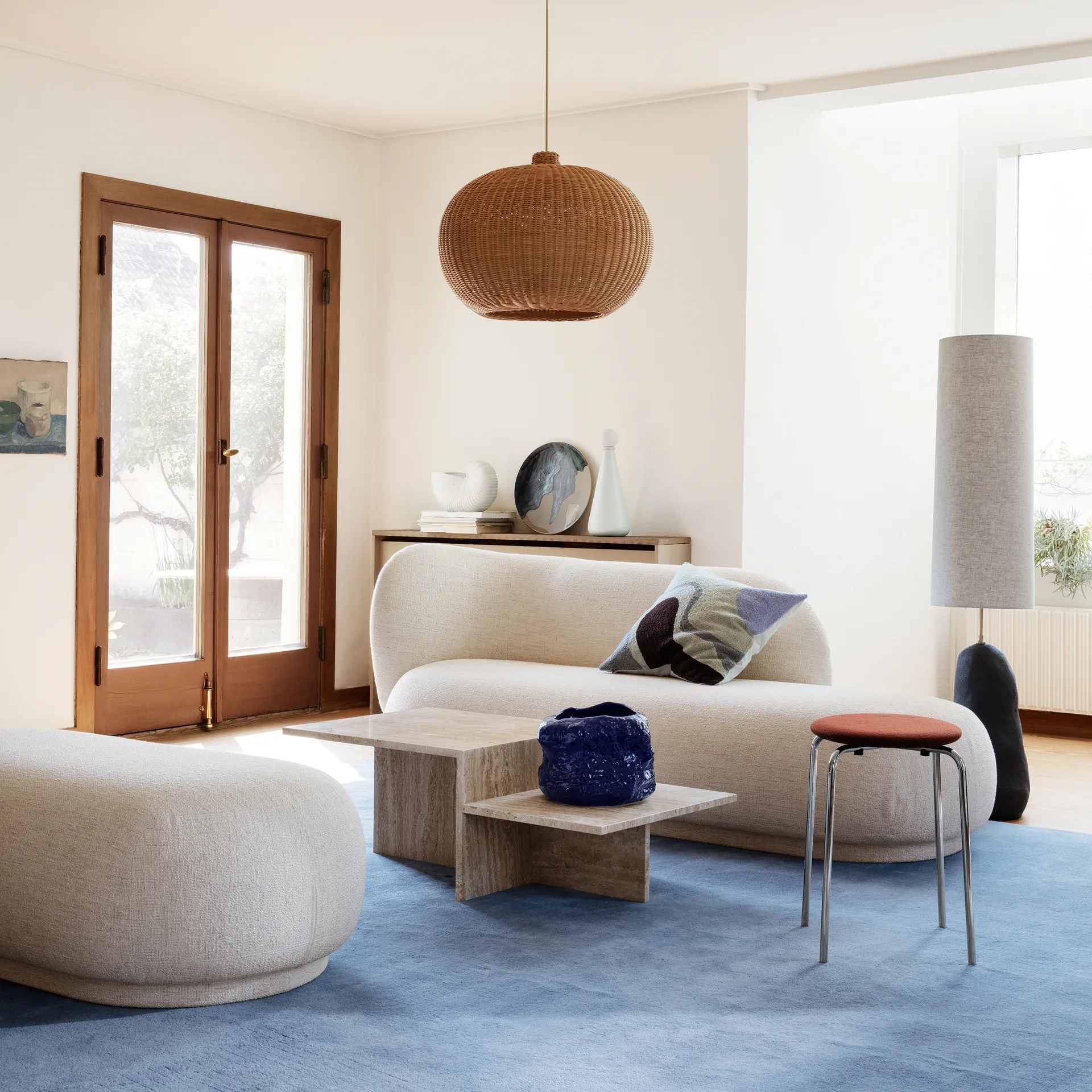Rico pufe otomano, Bouclé off white Ferm Living