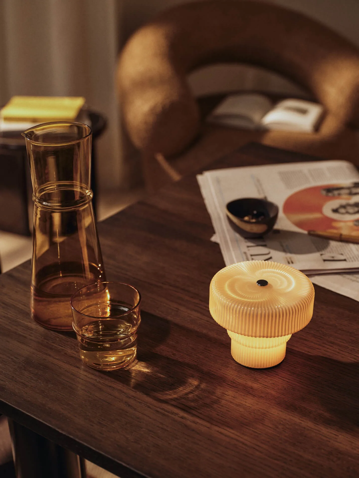Ripple candeeiro de mesa portátil, Aveia, 10 cm Ferm Living