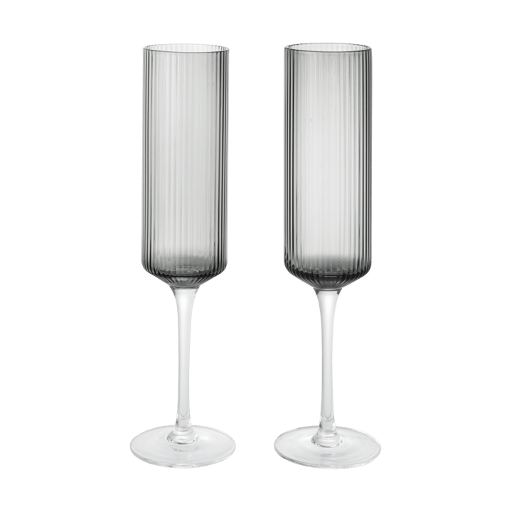 Ripple Champagne flutes copo de champanhe 15 cl 2 unidades - Cinzento fumado - Ferm Living
