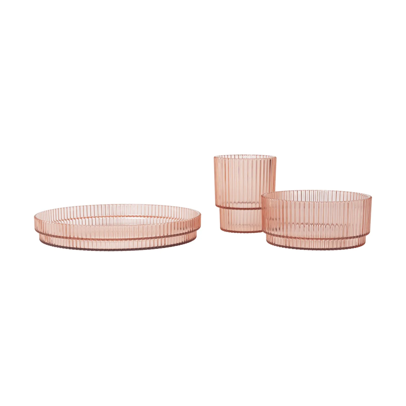 Ripple kids conjunto de mesa para criança, Blush, 3 peças Ferm Living
