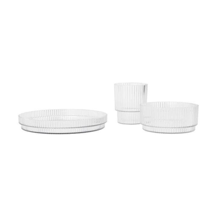 Ripple kids conjunto de mesa para criança - Clear, 3 peças - Ferm Living