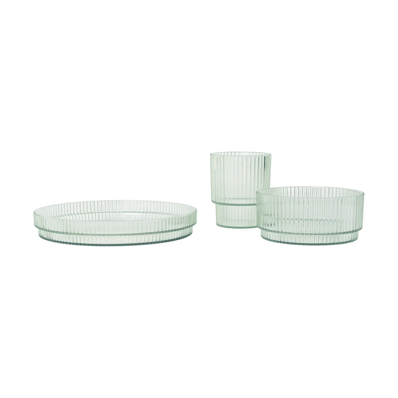 Ripple kids conjunto de mesa para criança, Tea green, 3 peças Ferm Living
