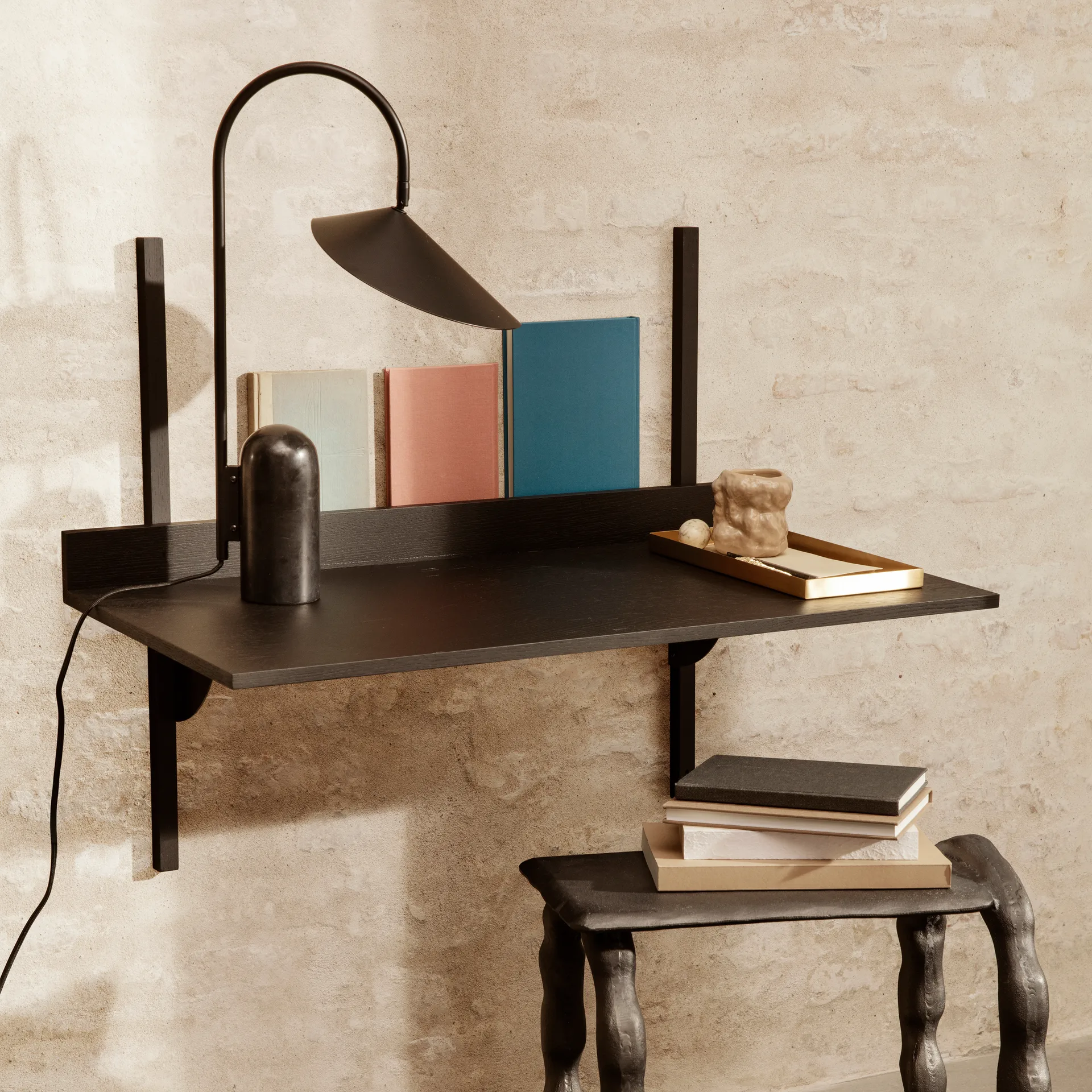 Secretária Sector, Black ash-black brass Ferm Living