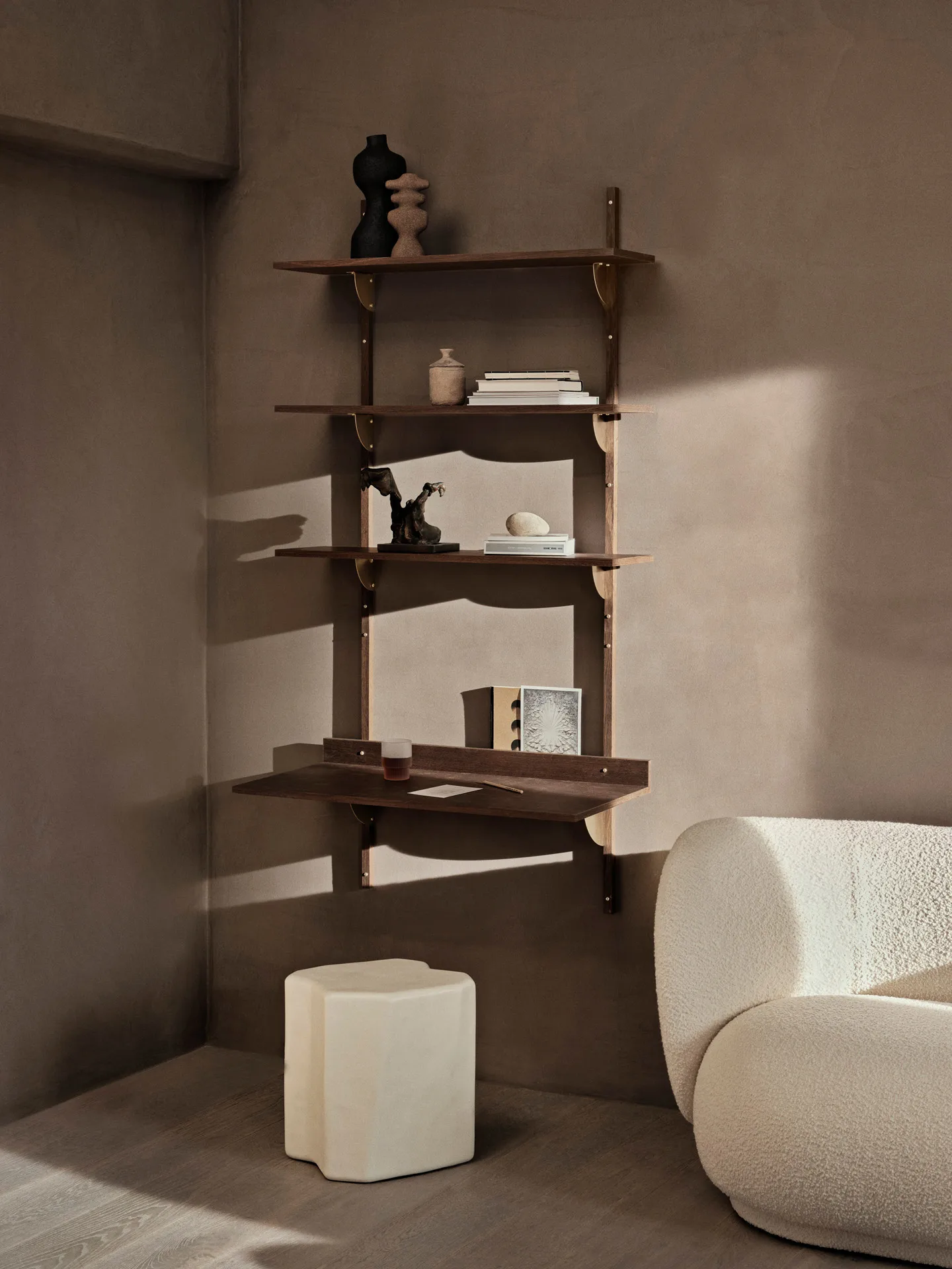 Secretária Sector, Smoked Oak, brass Ferm Living