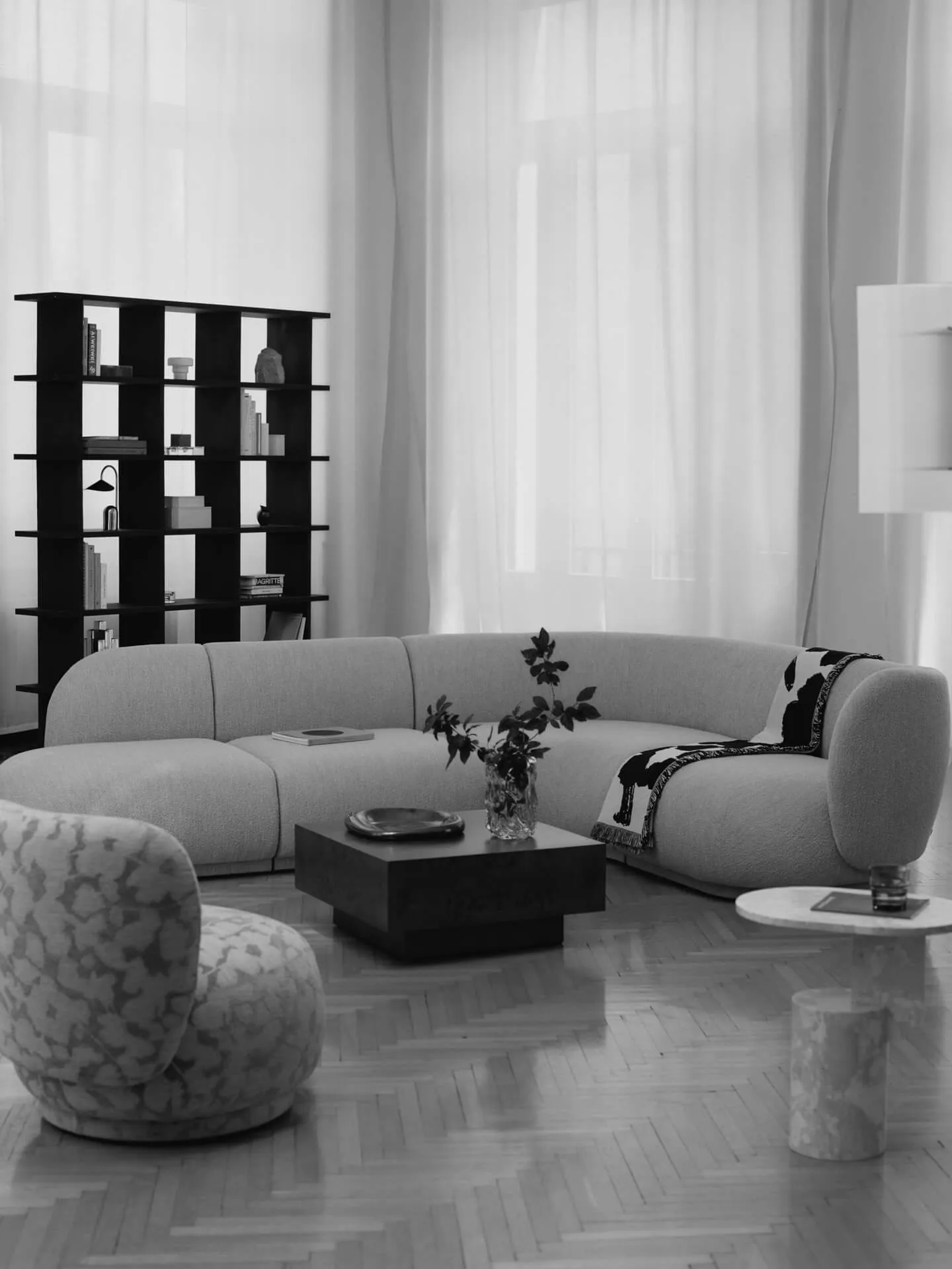 Sofá módulo Rico armrest R Soft Bouclé, Natural Ferm Living