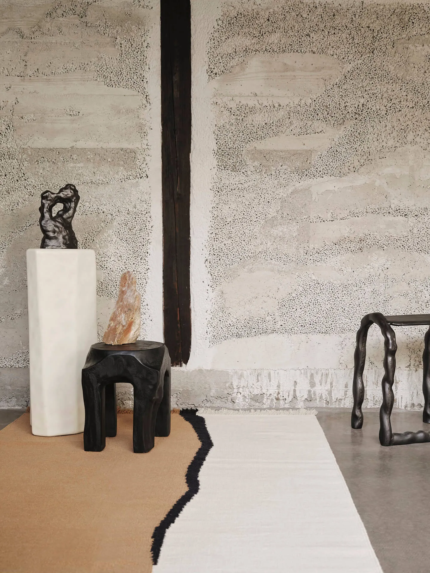 Tapete Soil Kelim, Dark sand-off white, 140x200 cm Ferm Living